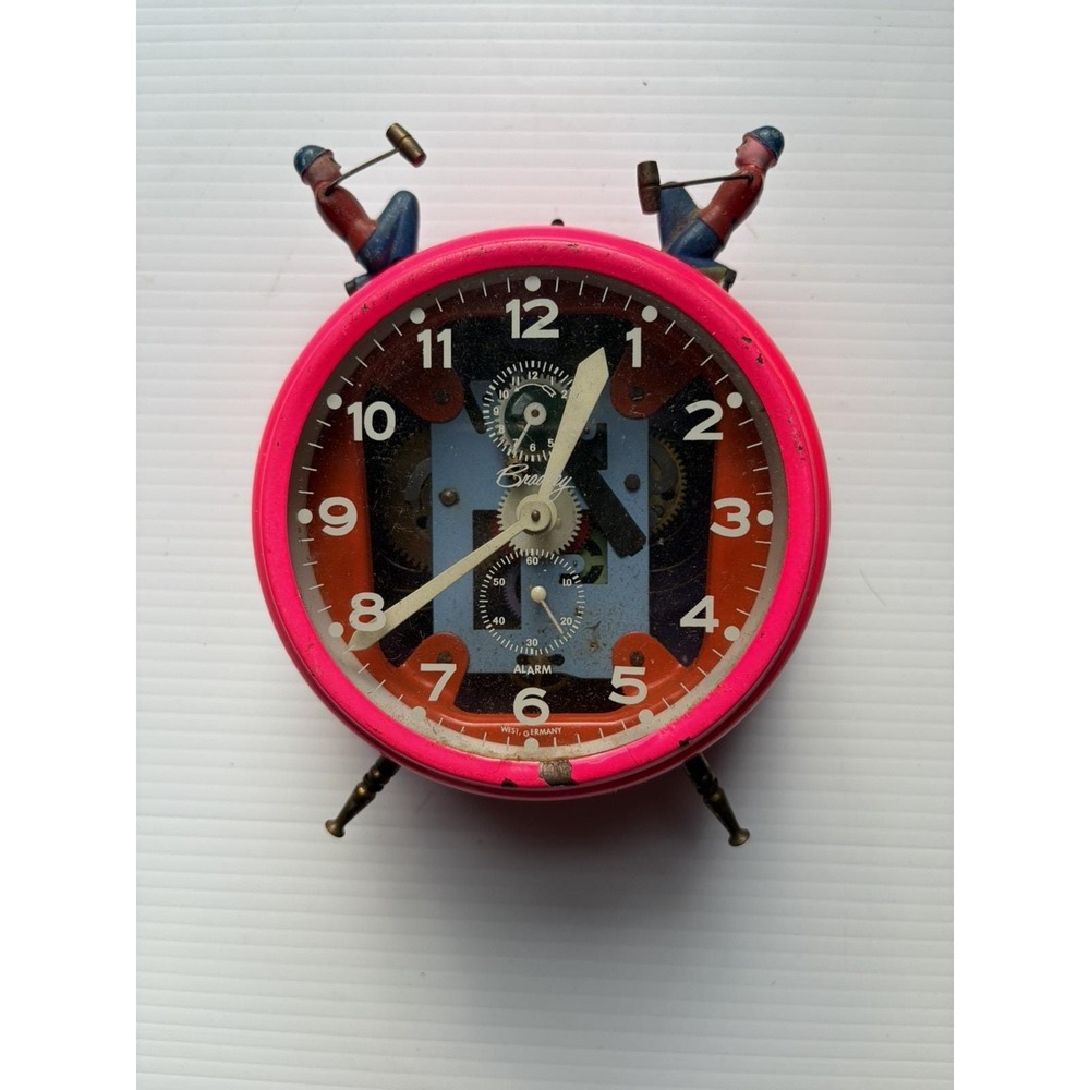 Vintage 1960s Bradley Busy Boy Animated Alarm Clock Germany Parts or Repair